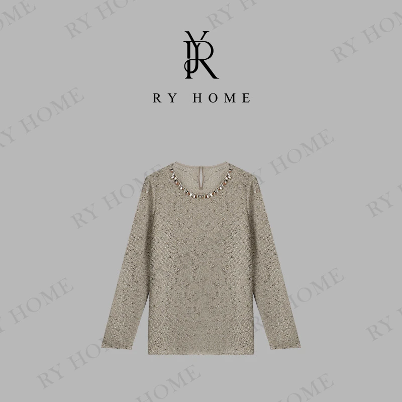 【容雨RYHOME】定制金银丝纱线＋欧若风手工贝壳石套头上衣251T1893