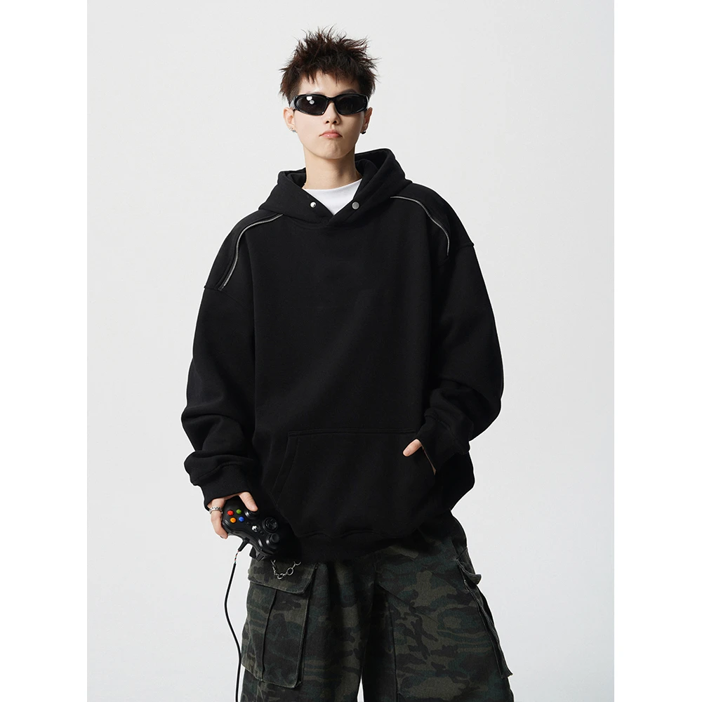 400g重磅连帽卫衣男士秋季cleanfit潮牌宽松百搭高级感慵懒风外套