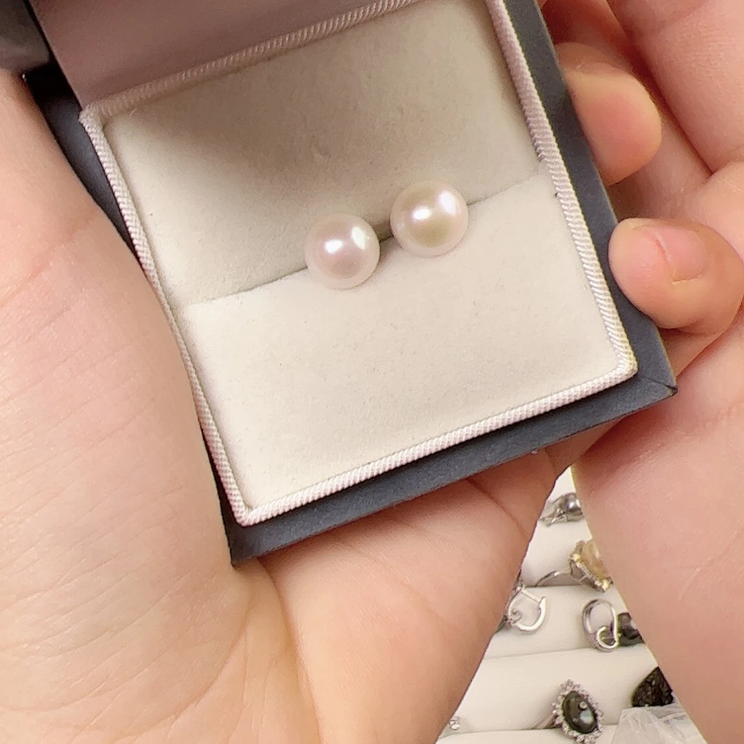 淡水珍珠耳饰银S925镶嵌