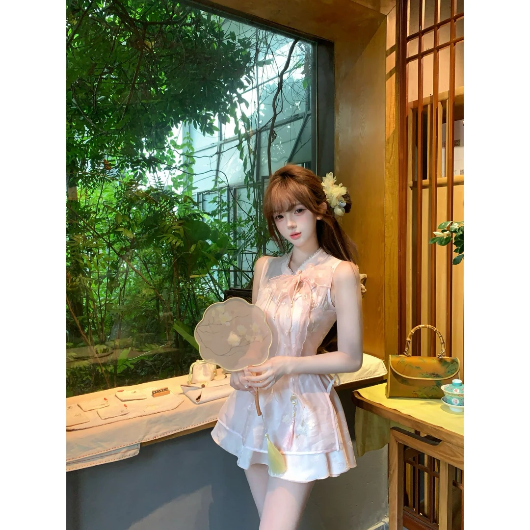 瑞茜·威瑟斯 花间蝶梦 夏季国风新中式复古连衣裙R6098H