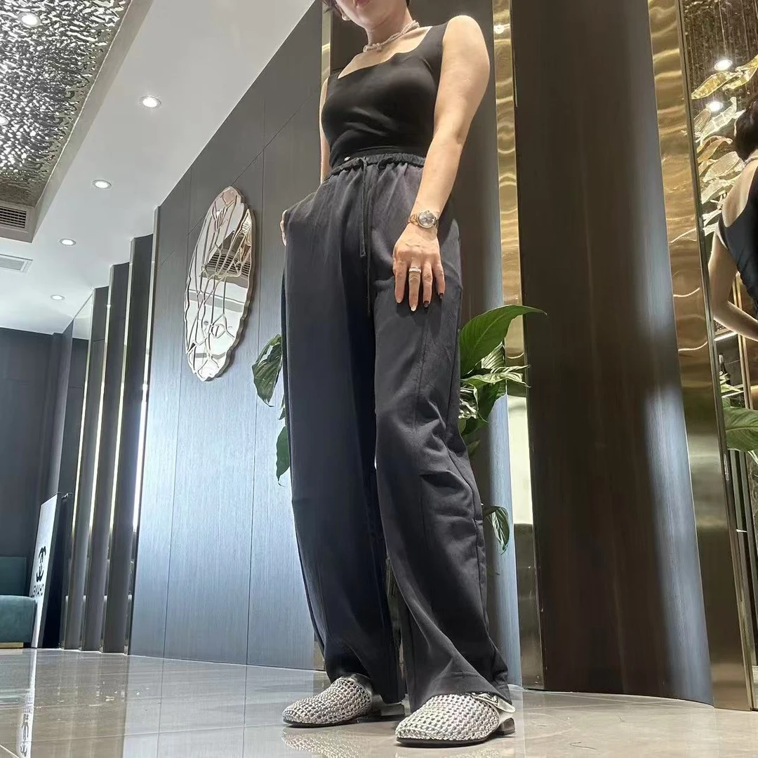 MINGGANG/名港【冰感裤】夏季薄款宽松百搭纯色休闲裤6006