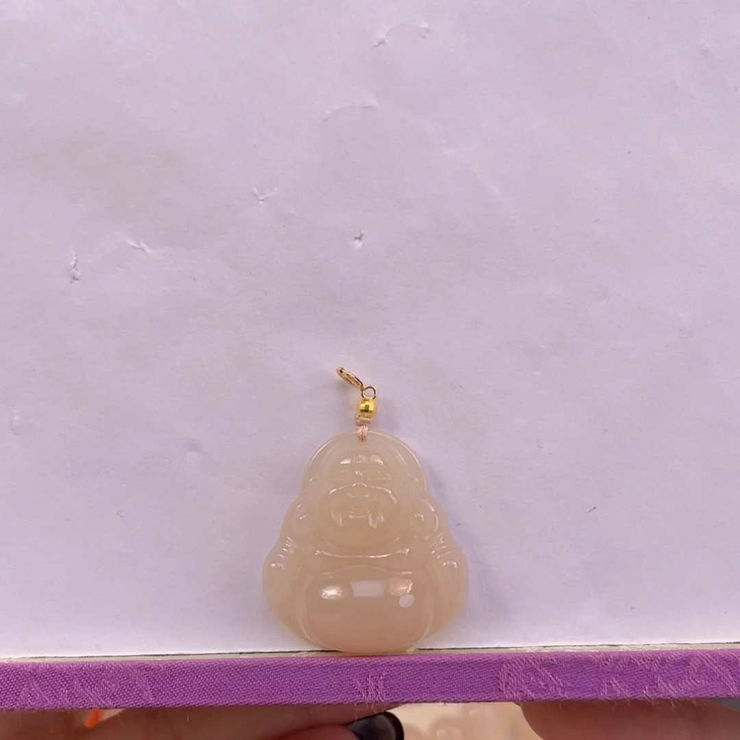 和田玉吊坠(不含链)18K金镶嵌