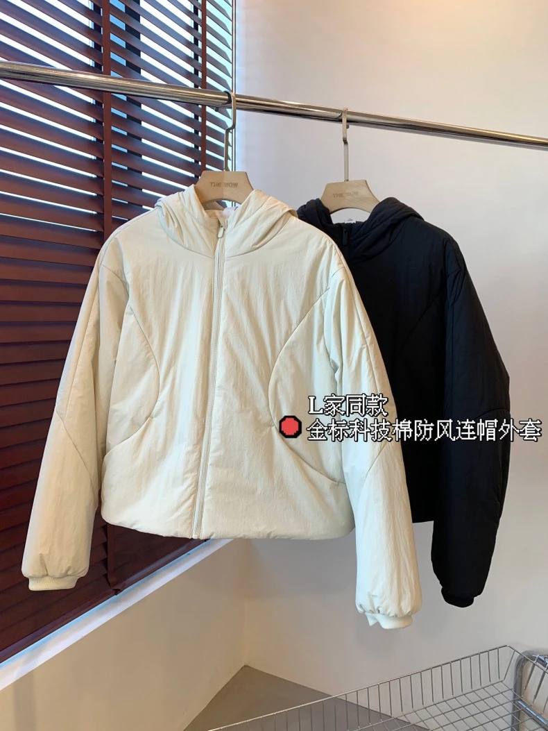 L*u家 防水厚款女常规连帽防风加厚保暖宽松夹棉防风棉服女秋冬