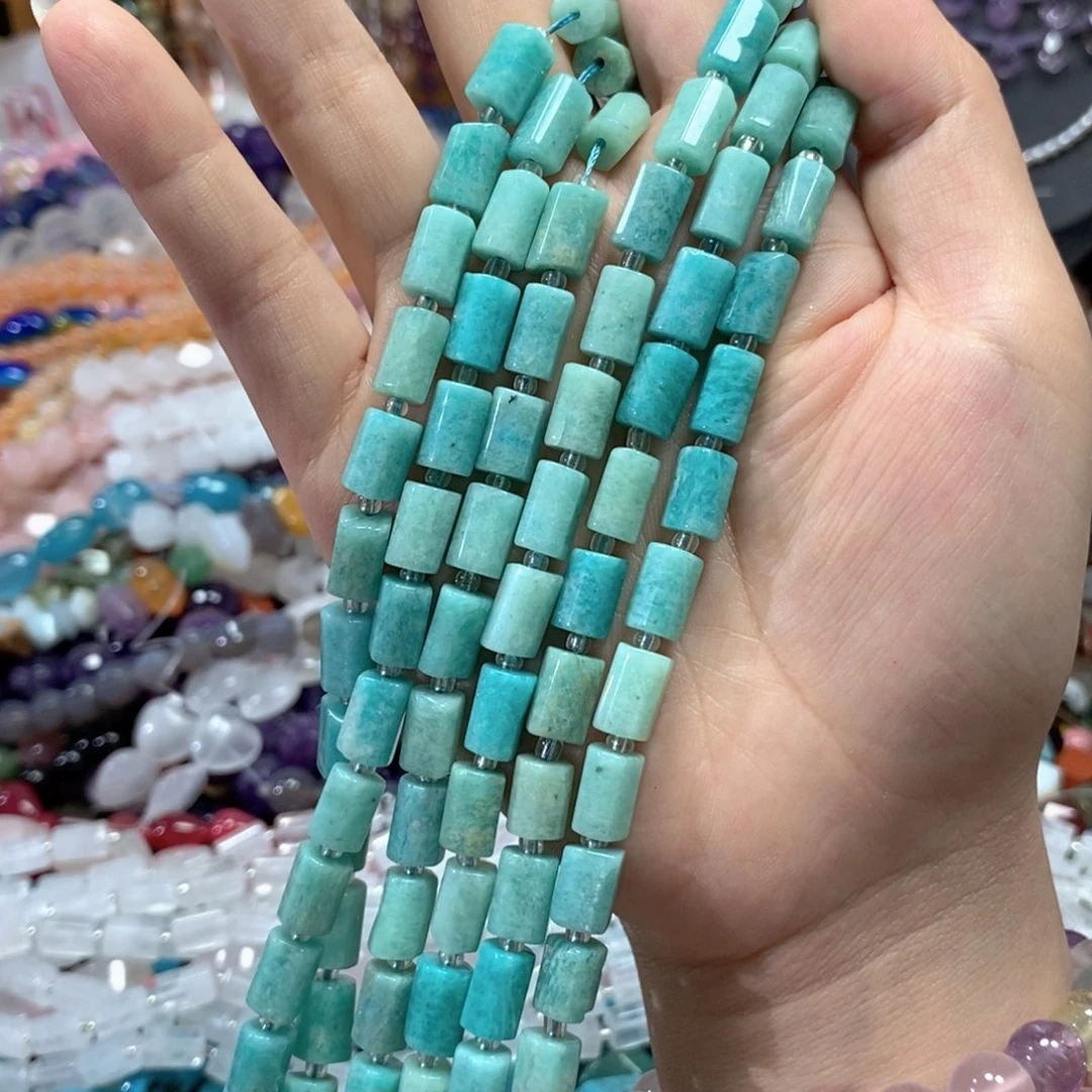 玛瑙/玉髓合金珠宝半成品天河石柱子一条卡6*10mm