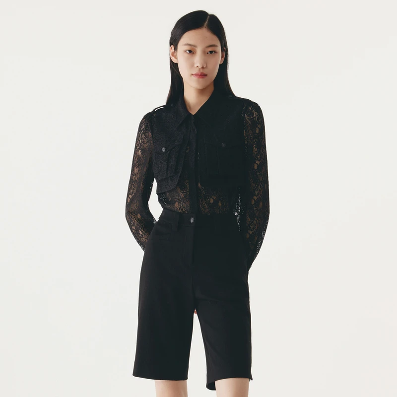 HPLY荷比俪新款女工装式蕾丝刺绣性感优雅衬衫HMC31630296