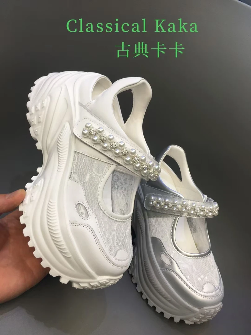 古典卡卡25春夏新款厚底包头镂空网面玛丽珍