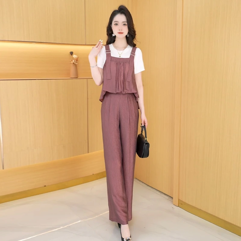 【两件套】夏季时尚女神修身洋气宽松气质休闲百搭显瘦减龄女装套裤
