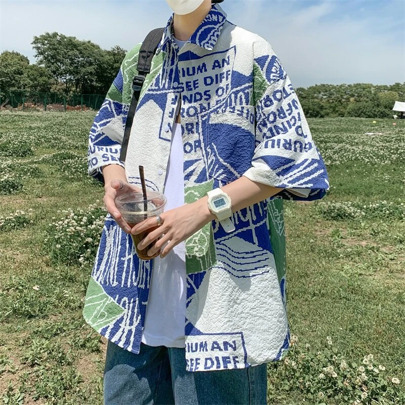 夏季青少年帅气牛仔短袖衬衫15岁男孩时尚百搭衬衫外套