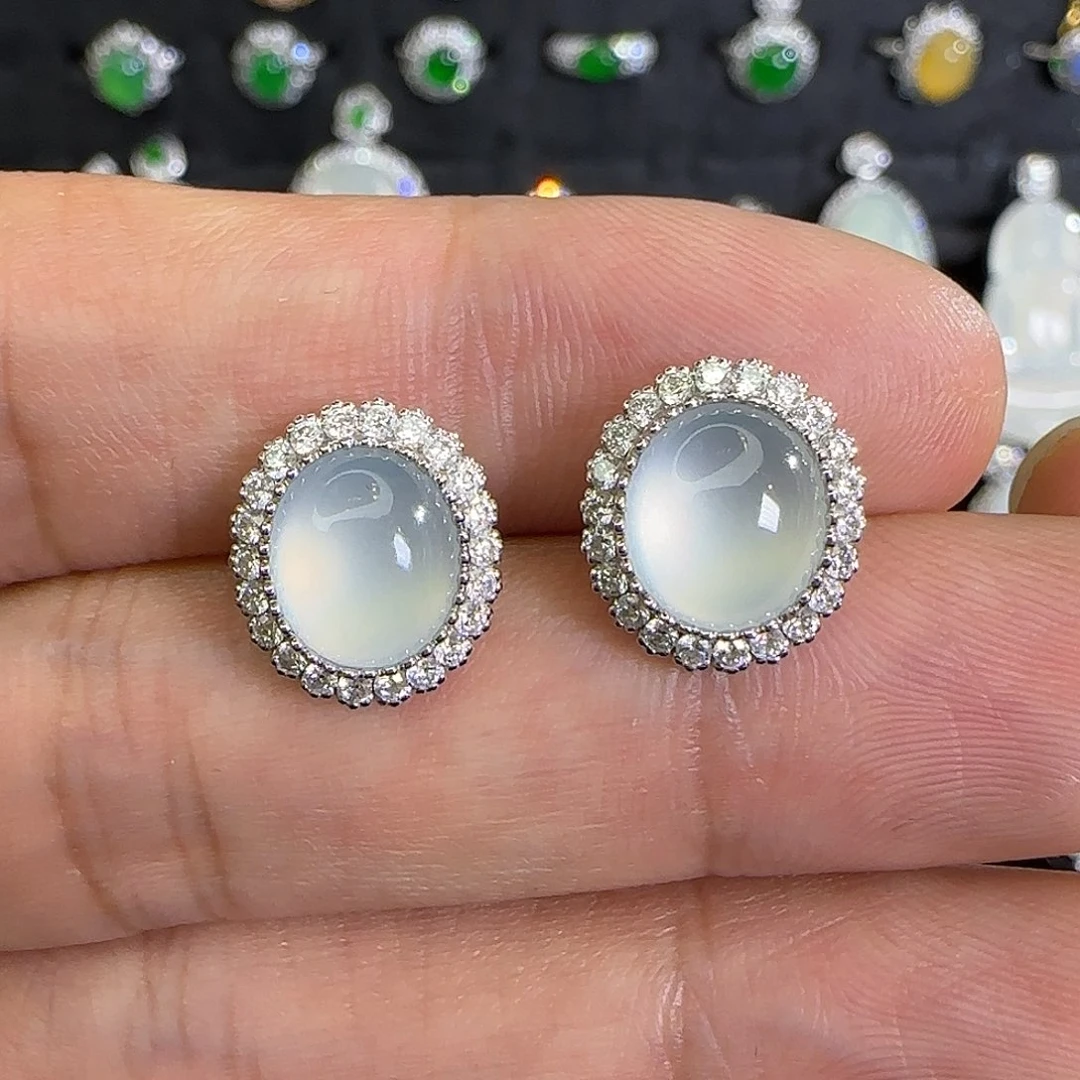 18K金镶嵌翡翠耳饰天然翡翠