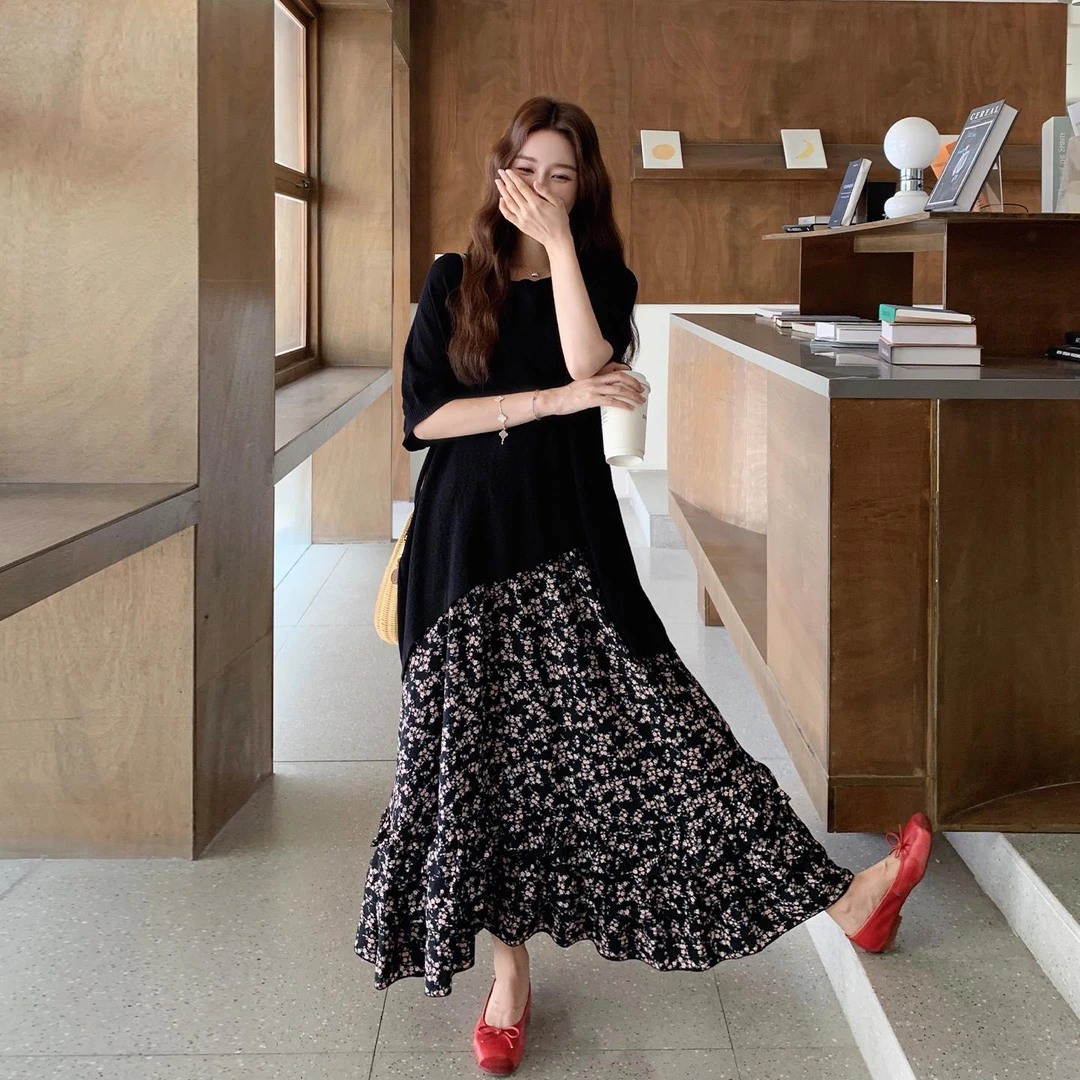 巨好看的夏装套装女2025超火不规则上衣碎花半身裙两件套流行爆款