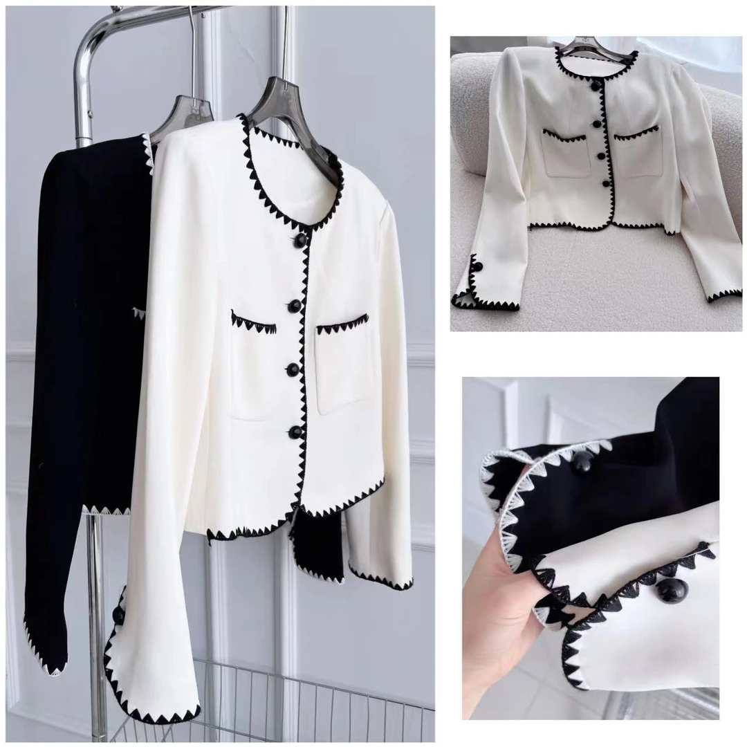 MEIPEI 60醋酸！法式小香风撞色重工短外套25011207