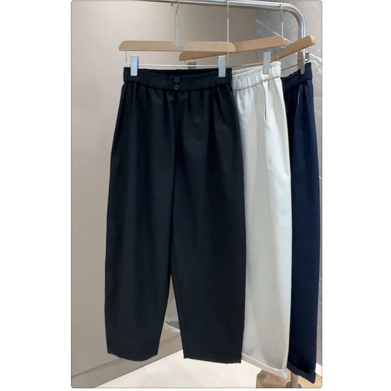 黑色弯刀休闲裤女秋季新款大码胖mm萝卜裤小个子宽松显瘦哈伦裤女