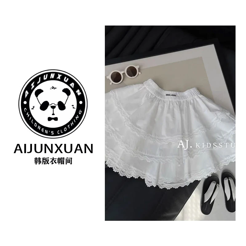 【专属定制】2025韩版儿童时尚蕾丝边双层蛋糕半身短裙裤裙