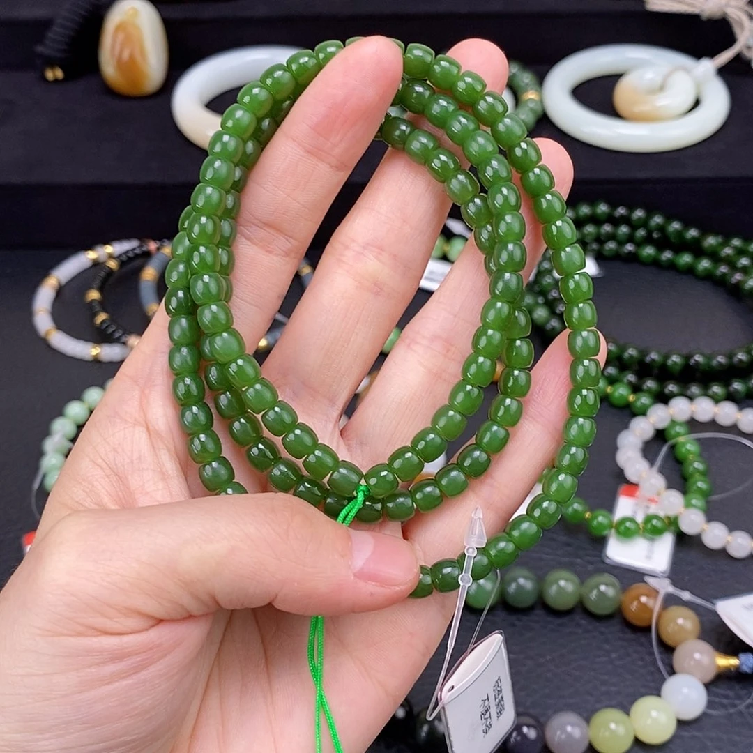 和田玉未镶嵌颈饰6mm108