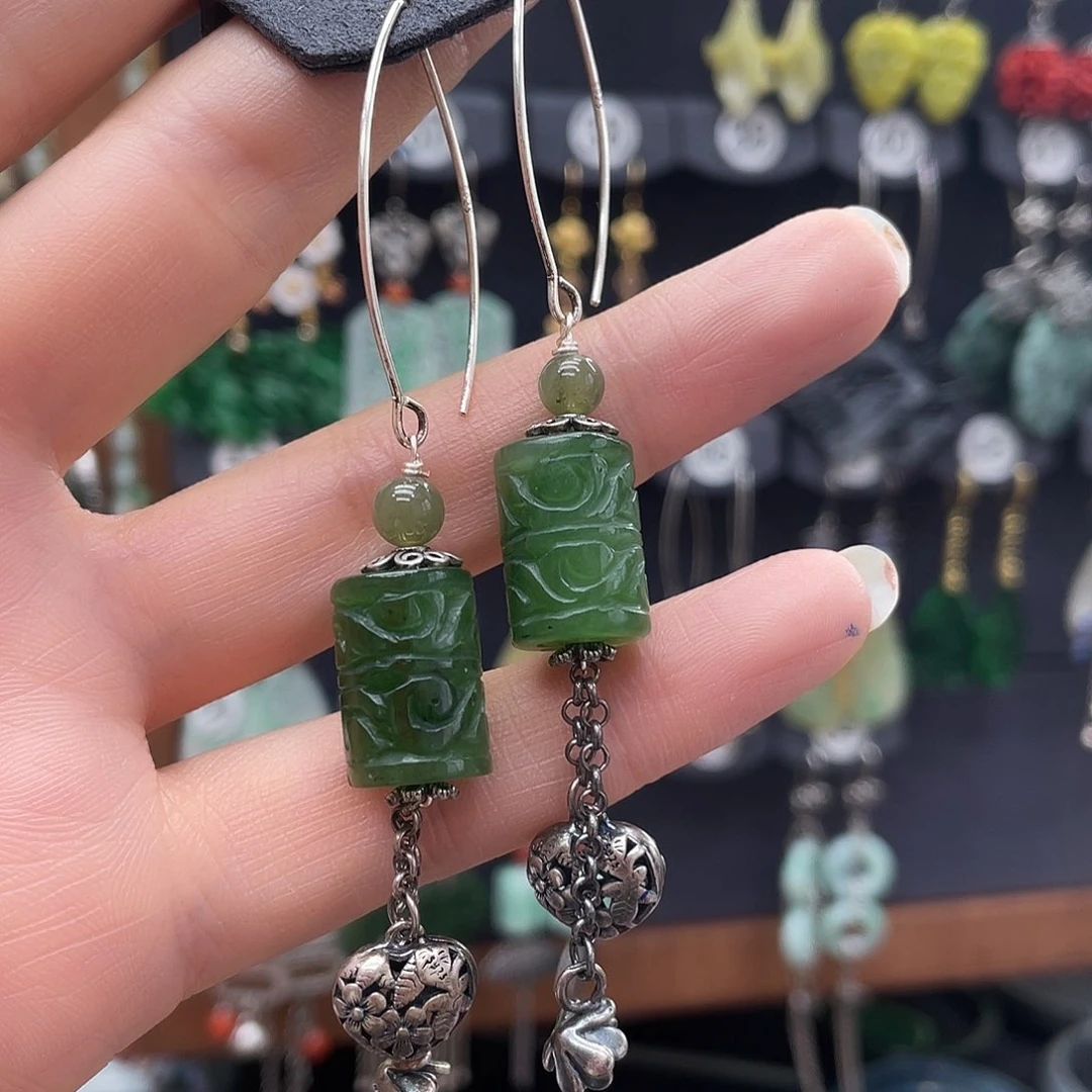 和田玉耳饰银S925镶嵌彤*妈457ghjhhhh