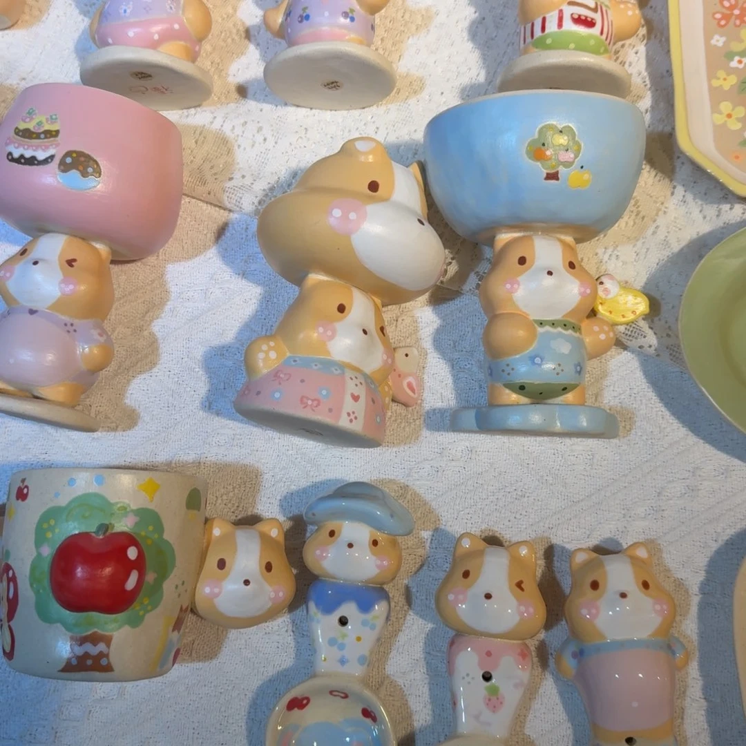 摆件陶景德镇陶瓷艺术柯基