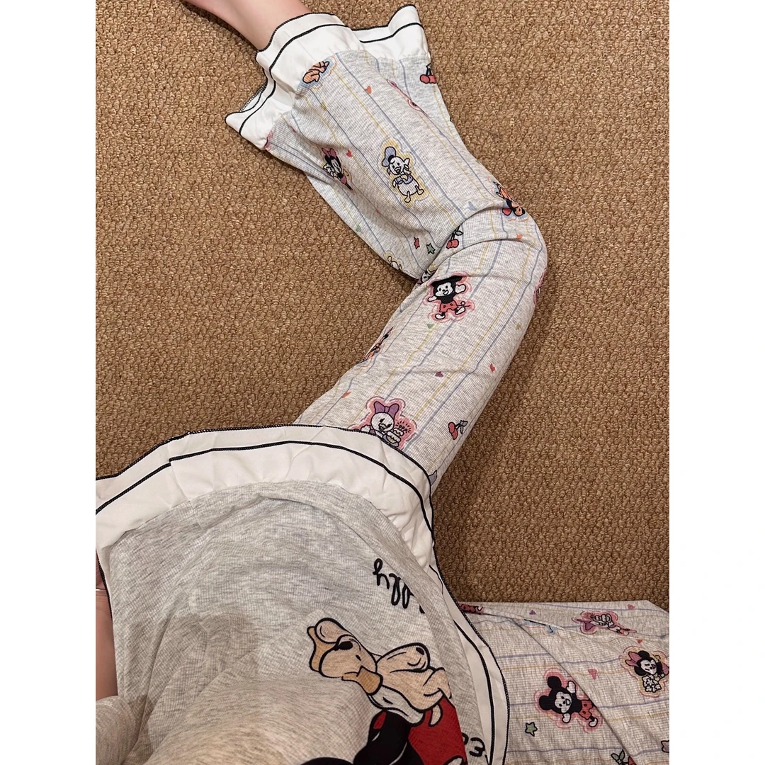 趣味卡通米奇印花短袖睡衣女夏季2025新款甜美家居服休闲长裤套装