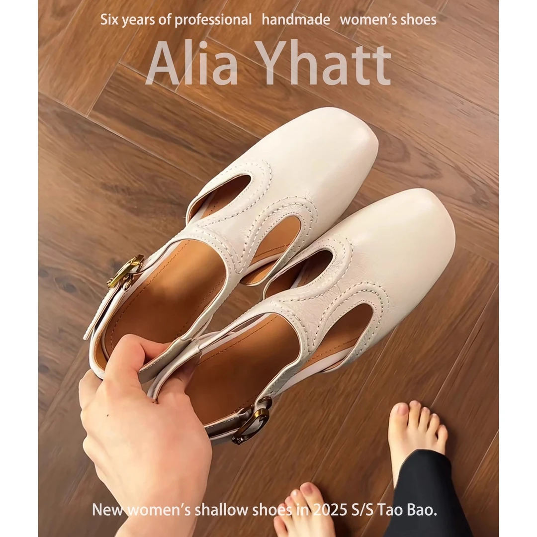 羊皮版~真皮凉单鞋女夏季外穿法式绝美配裙包头罗马鞋内增高单鞋