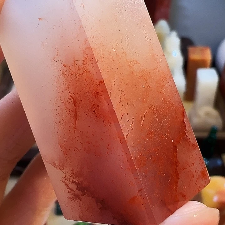 雪***鹏寿山石印石玻璃底水冻桃花