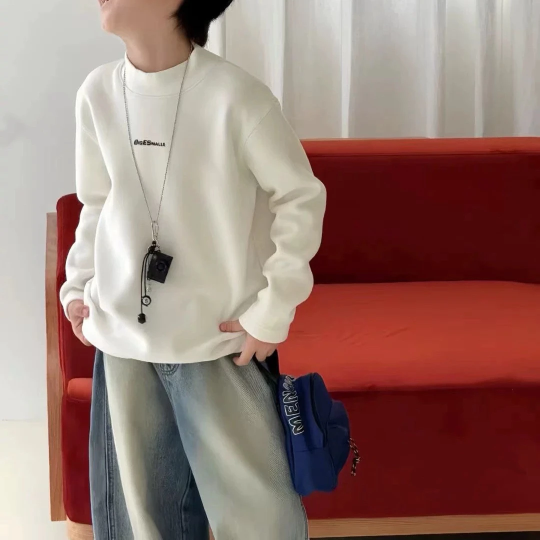 柳柳定制  2025男女童冬新品880375立体泡印字母款中大童打底衫