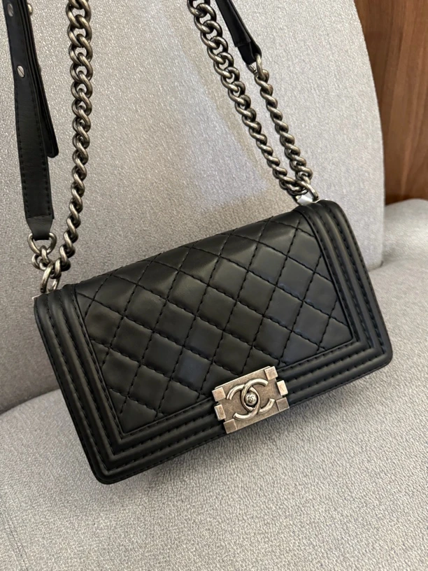 95新 Chanel/香奈儿 大吉中古sz/Chanel香奈儿黑银leboy单肩包