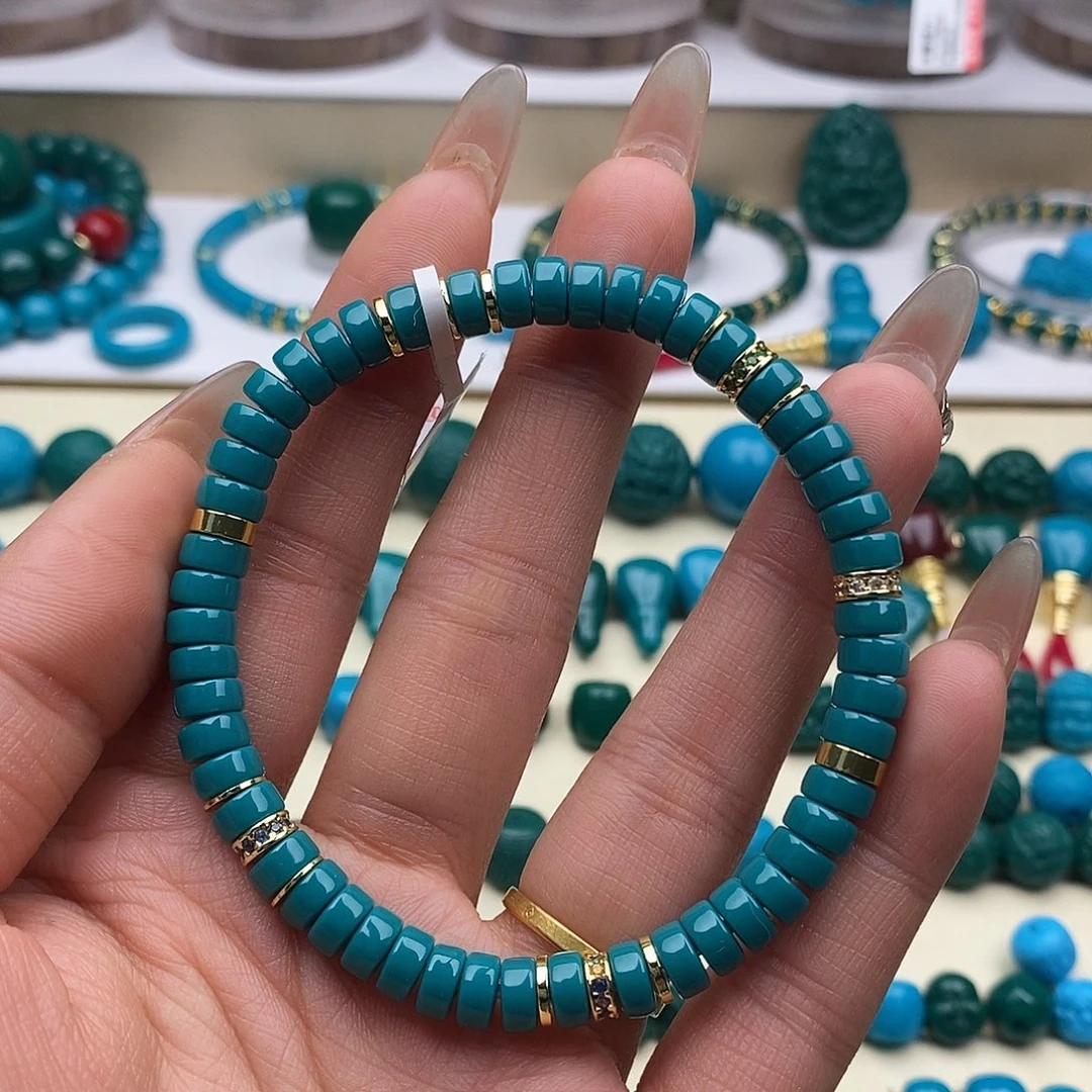 琉璃DIY蓝绿色6×3mm隔片单圈
