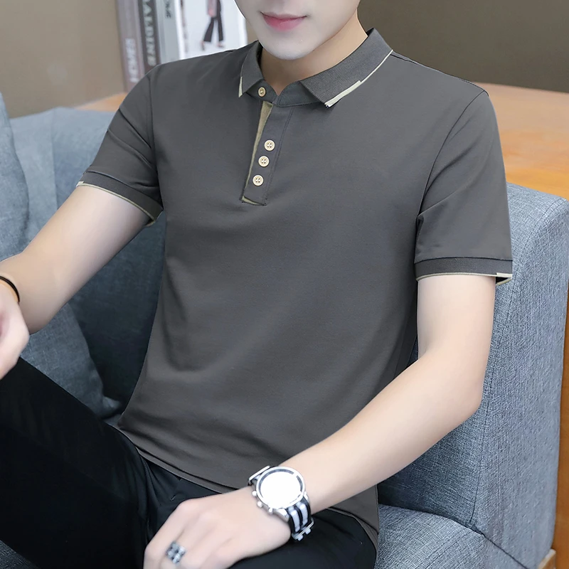 夏季时尚薄款透气大码短袖POLO衫男士宽松简约百搭休闲商务polo衫