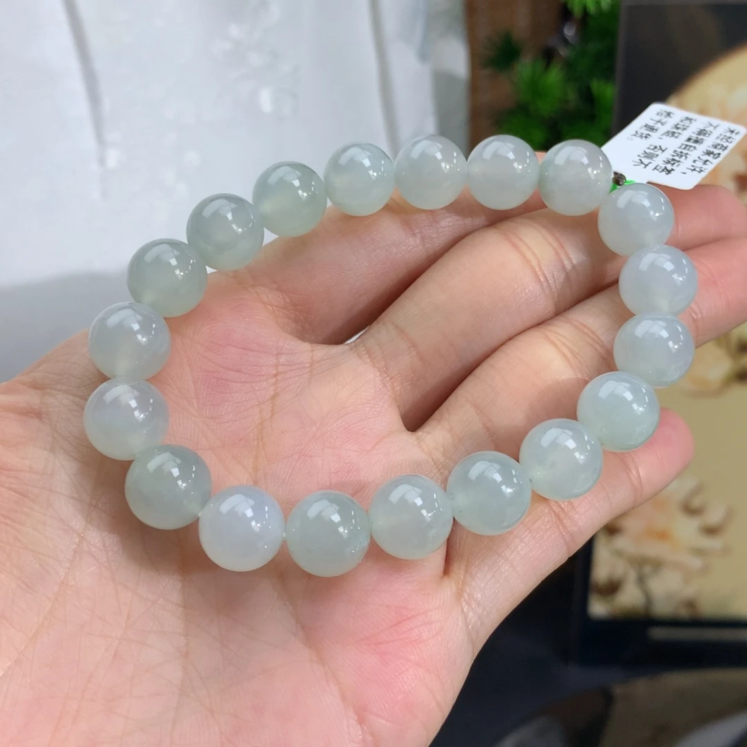 翡翠手链未镶嵌卡9.8冰胶淡晴手串