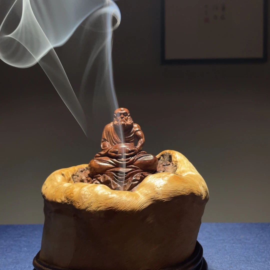 木澎*恰荔枝木香炉工艺品