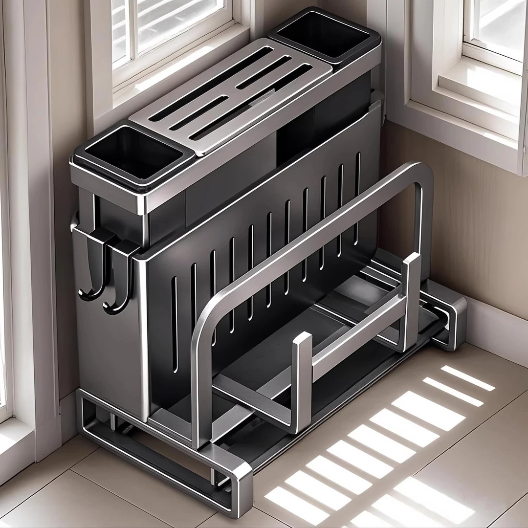 德国品质厨房刀架2025新款置物架菜刀筷笼一体砧板不锈钢菜板架