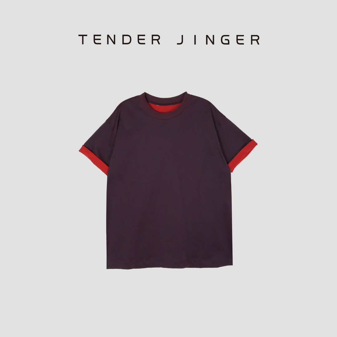 Tender Jinger【男士】夏季260g透气拼色休闲宽松T恤 T55FEN17077