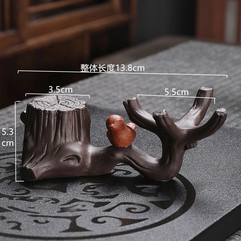 紫砂茶漏托创意茶宠摆件喜上枝头茶漏底座功夫茶道配件盖置茶支架