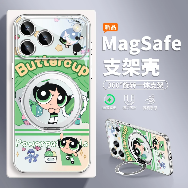 飞天小女警适用苹果17pm磁吸手机壳华为mate60/pura80支架小米15