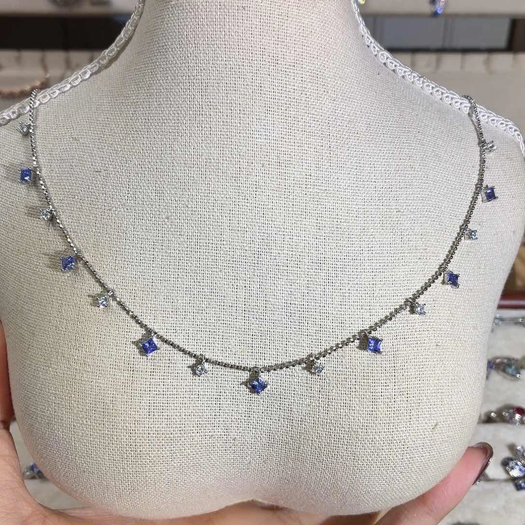 银S925镶嵌坦桑石项链