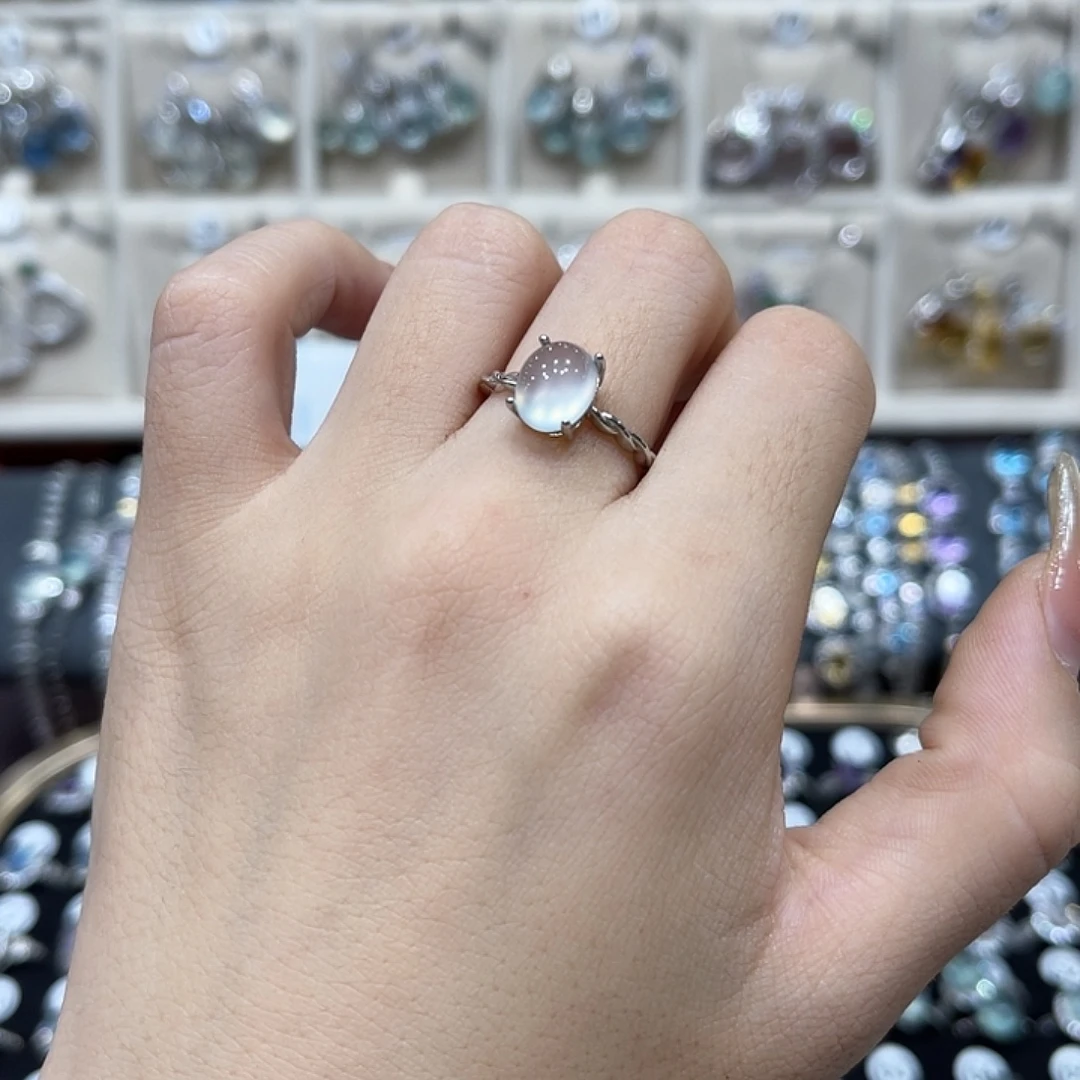 蛇纹石玉银S925镶嵌戒指