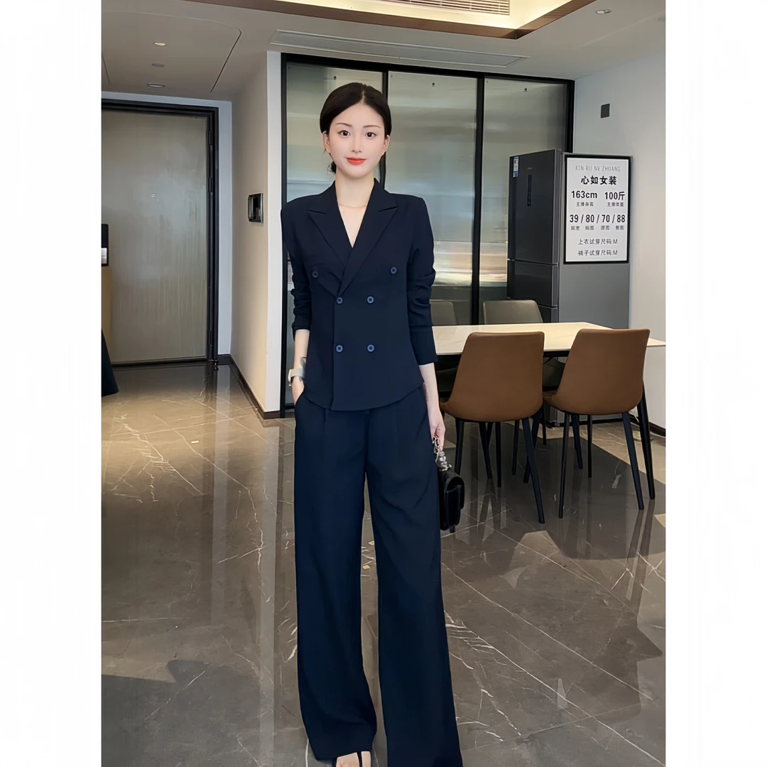 2025新款时尚套装女高级感简约上衣宽松阔腿裤休闲两件套