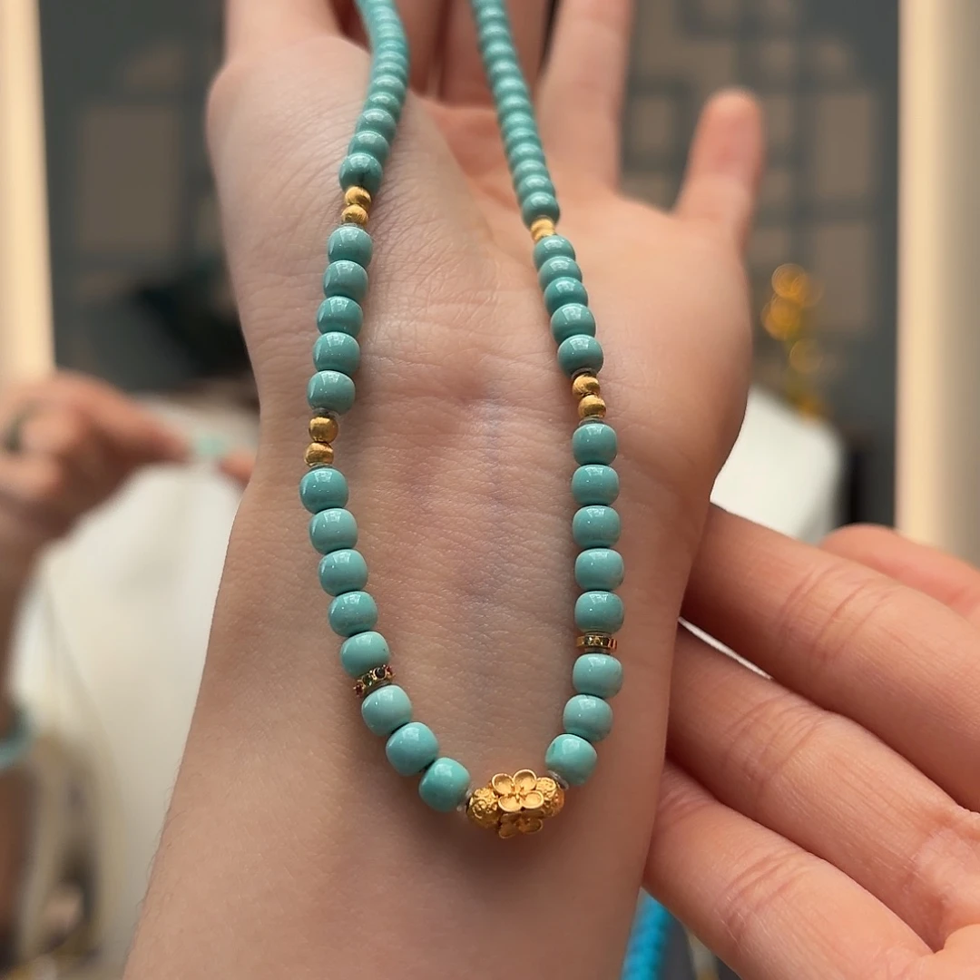 绿松石18K金镶嵌颈饰