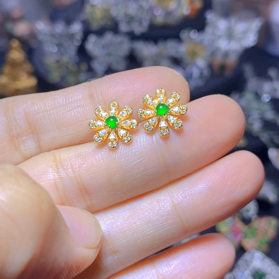 翡翠银S925镶嵌吊坠(不含链)天然翡翠