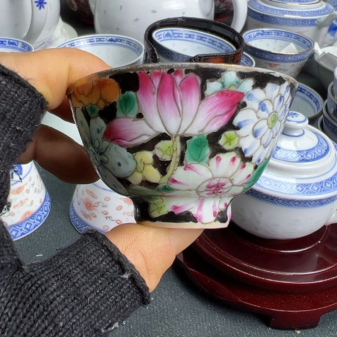 杯景德镇陶瓷粉彩一口杯