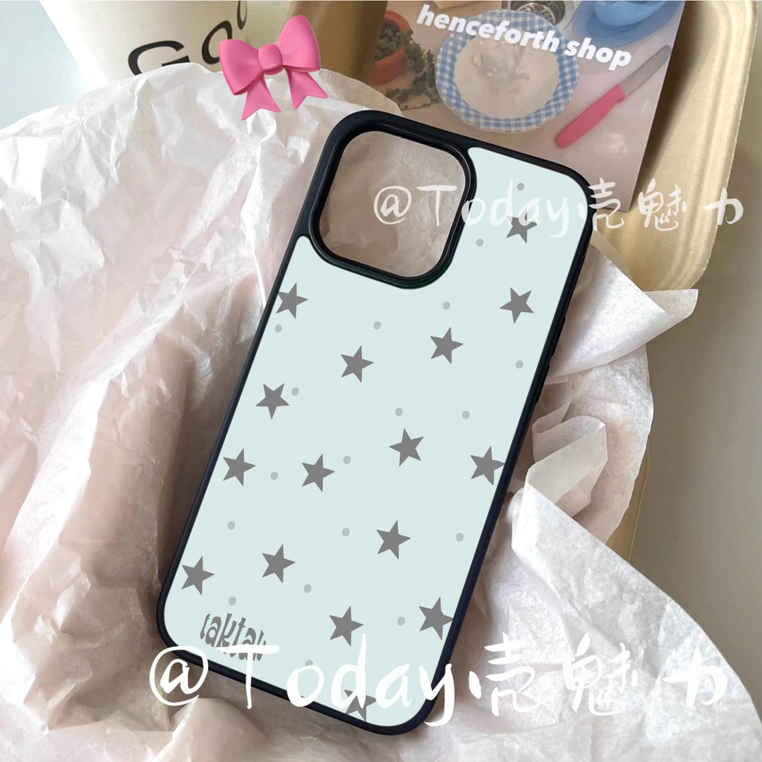 新款薄荷绿星星适用苹果16手机壳15promax14小众13防摔12女款11
