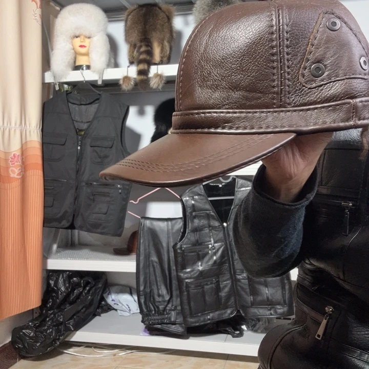头层牛皮革牛皮帽子