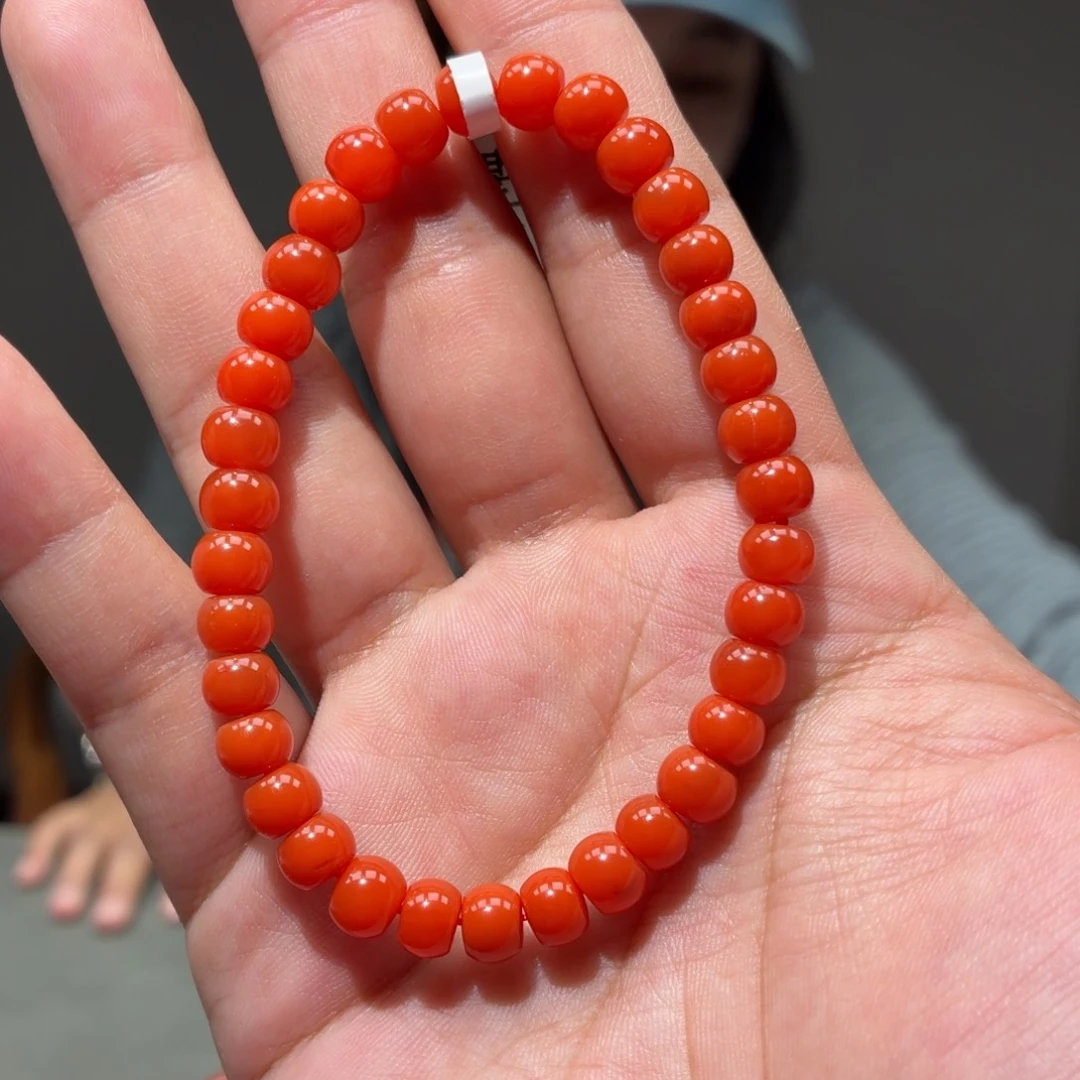 未镶嵌手串南红玛瑙原矿保山冷水河柿子红手串卡6+