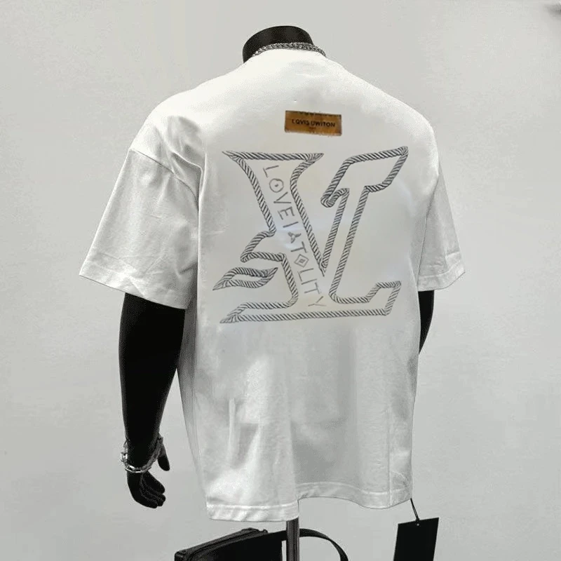 高级感男装字母重磅纯棉圆领短袖T恤男女大码男装百搭oversize潮