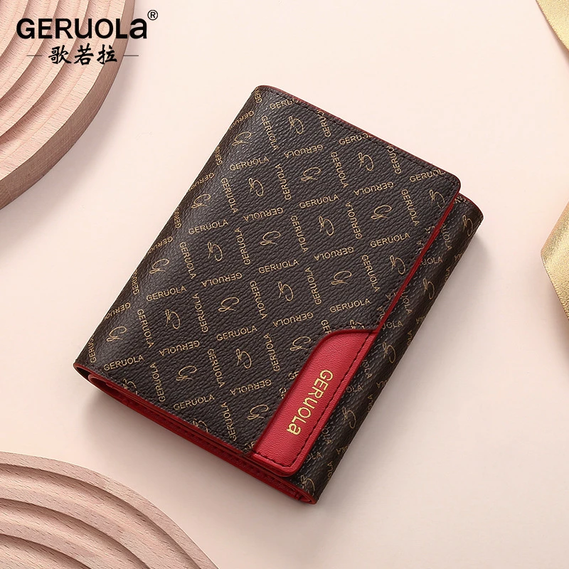 钱包短款女士女款钱包三折多卡位零钱包简约时尚印花小证件皮夹