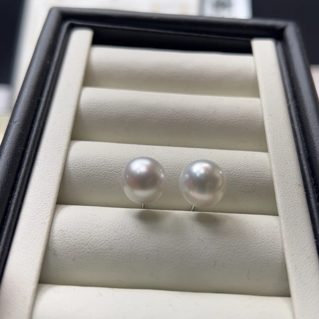 海水珍珠耳钉银S925镶嵌