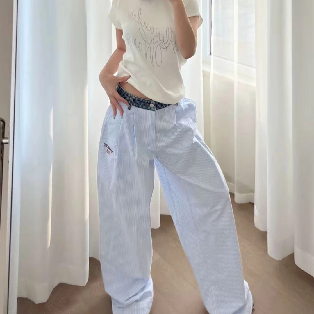 【原厂面料】大王SS25 简约拼接拉链宽松阔腿牛仔裤【大心家】