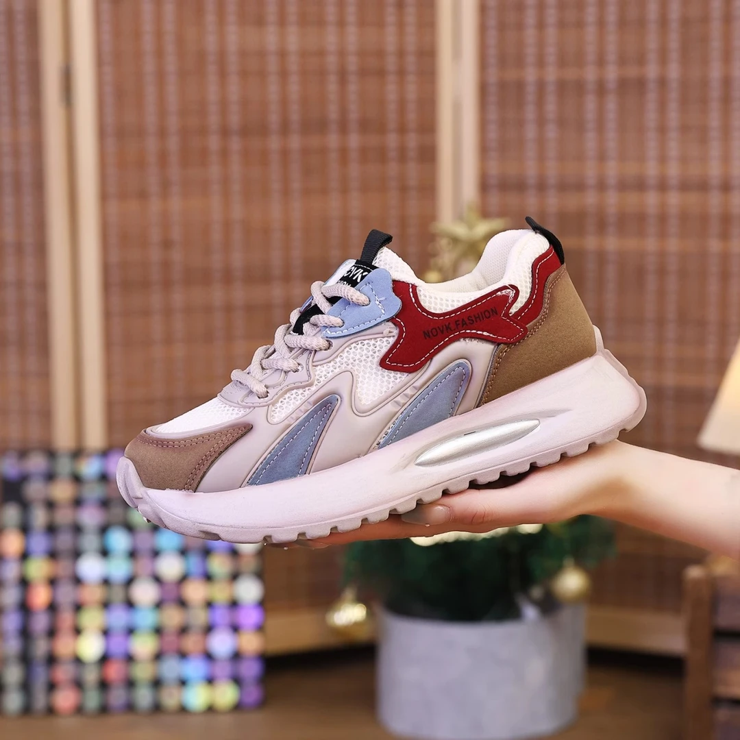 春夏新款透气网鞋女鞋 时尚百搭轻便运动休闲鞋 厚底老爹鞋