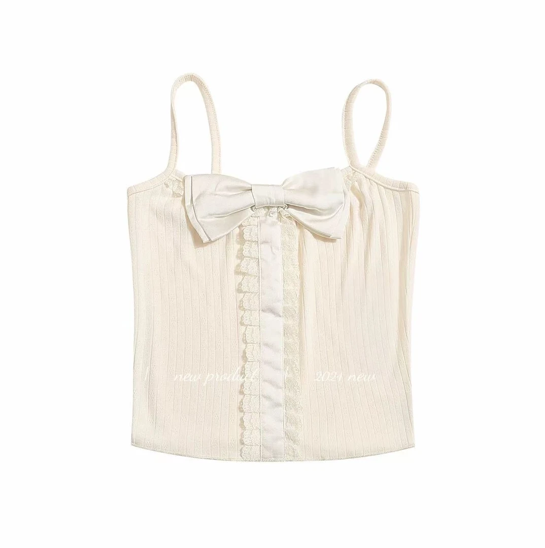 D8-3米白色“领结纱”吊带上衣（11773）