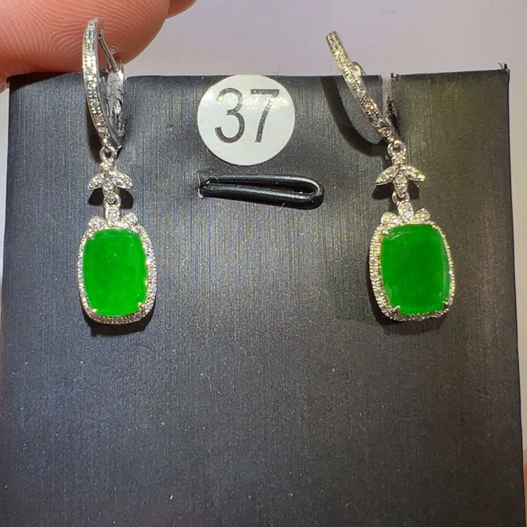 翡翠耳饰18K金镶嵌耳环