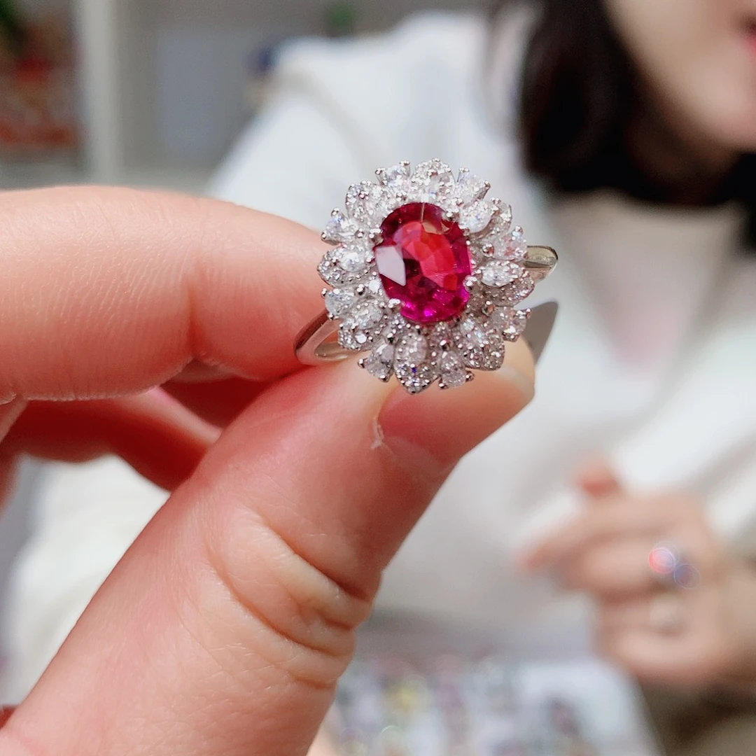 碧玺戒指银S925镶嵌戒指超美